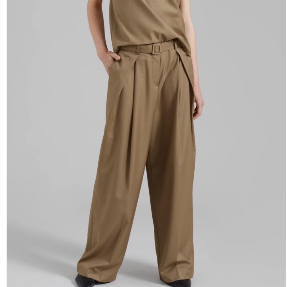 The Frankie Shop NEW Clay Belted Pants In Desert Taupe Size Large - Picture 2 of 9